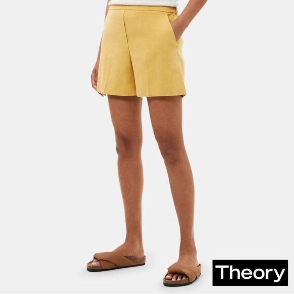 Theory **NWT** East Pull-On Linen Short in Marigold - Picture 1 of 4